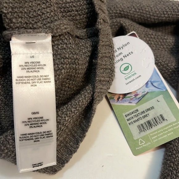 Sherpa Fair Isle Long Sleeve Sweater Midi MAYA Texture Dress Gray women L - Picture 9 of 12